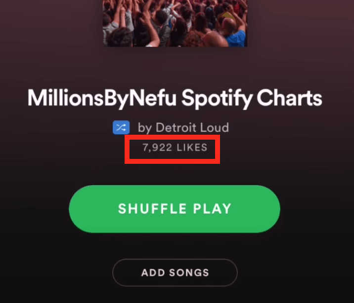 see total number of likes on Spotify playlist
