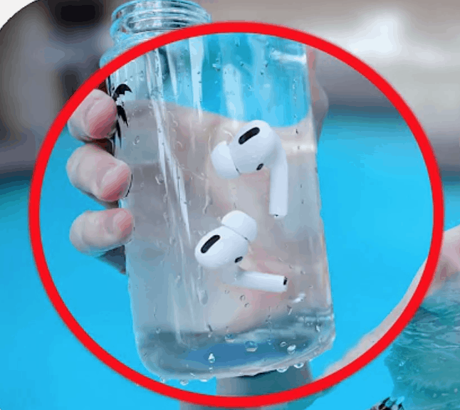 airpods fully submerged in water