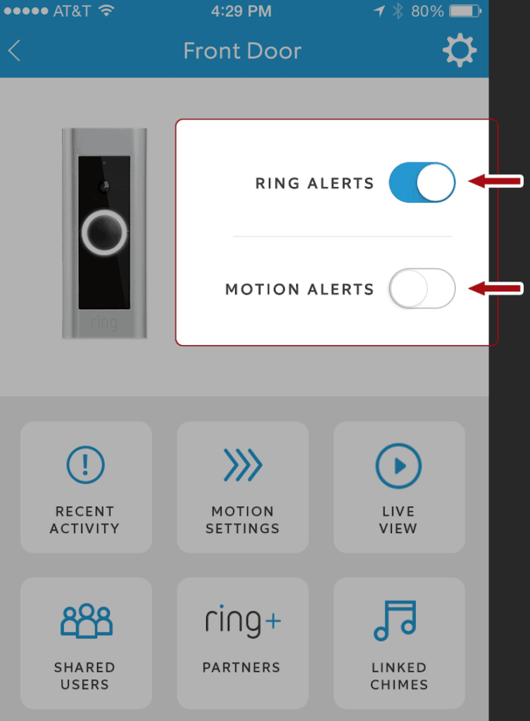 ring doorbell motion alerts