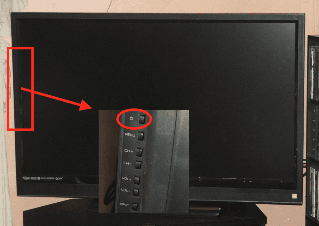 vizio tv power button left side of TV