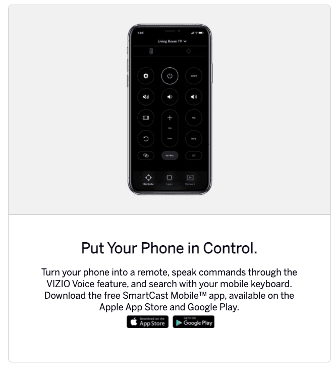 Use the Vizio SmartCast App when you lose remote