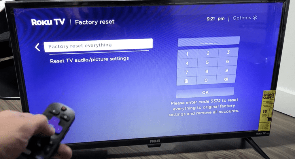 Factory reset RCA TV