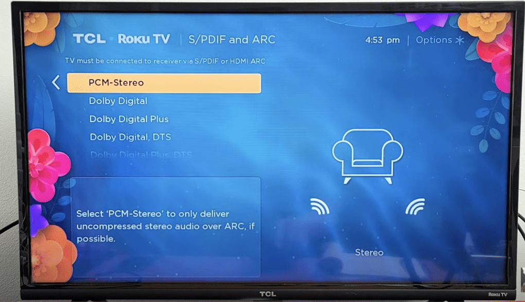 adjust S:PDIF and ARC sound settings on TCL TV