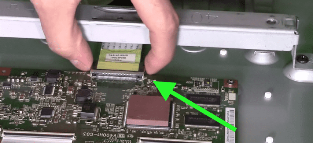 reseat t-con board ribbons to remove horizontal lines on TV