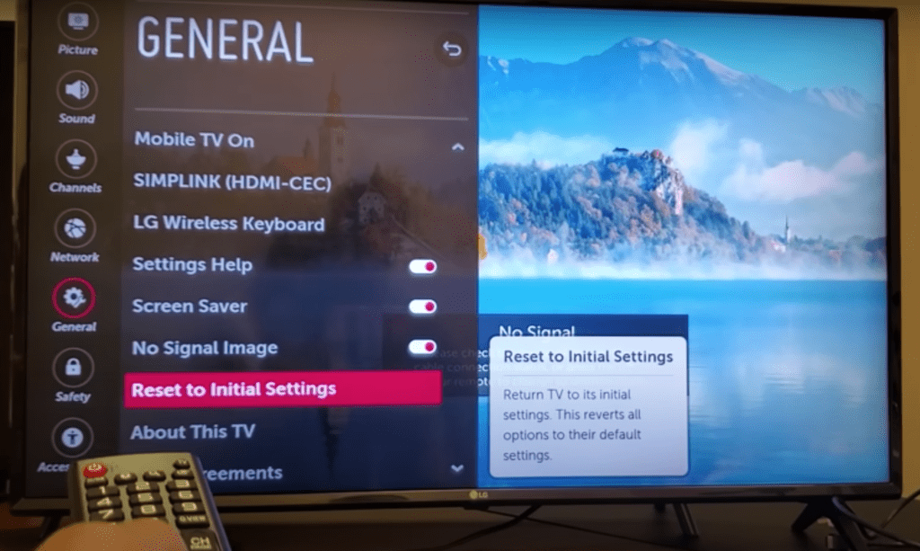 reset LG TV with remote