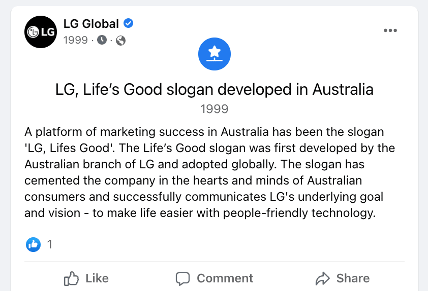 Orgin story of Life's Good from LG Global's Facebook