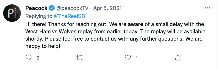 peacock app twitter outage alert