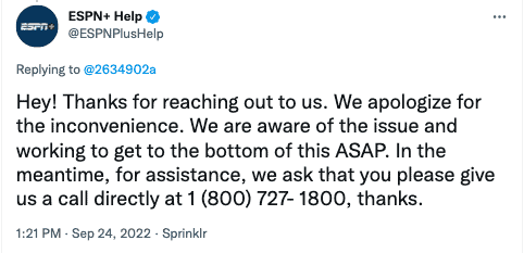 ESPN app twitter outage alert