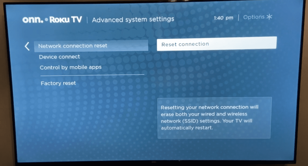 reset roku connection
