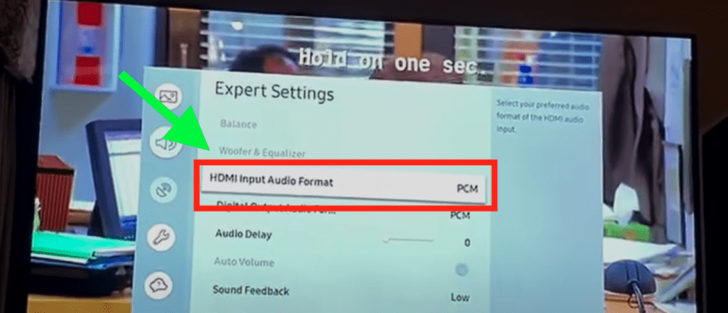 Set Samsung HDMI Input Audio Format to PCM 