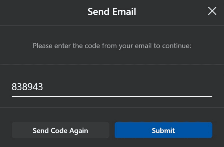 enter code from email quest desktop app