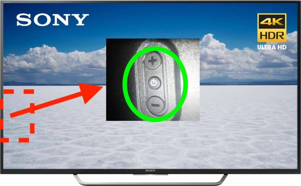 sony tv power button back left