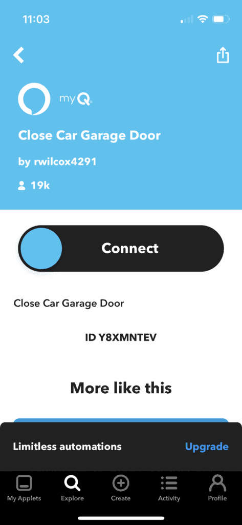 IFTTT close car garage door applet