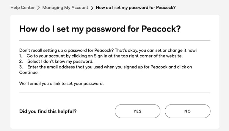 How to Reset Peacock Password