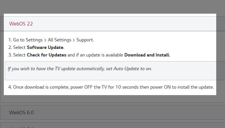 LG TV Software Update